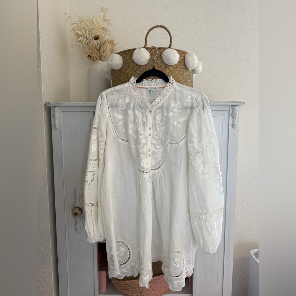 Sundance Ivory Lace-Trim Blouse